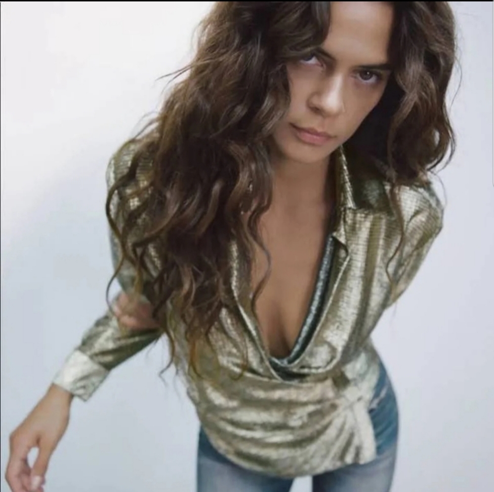 Zara Metallic Blouse